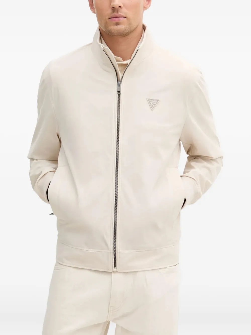 logo-plaque zip-front jacket