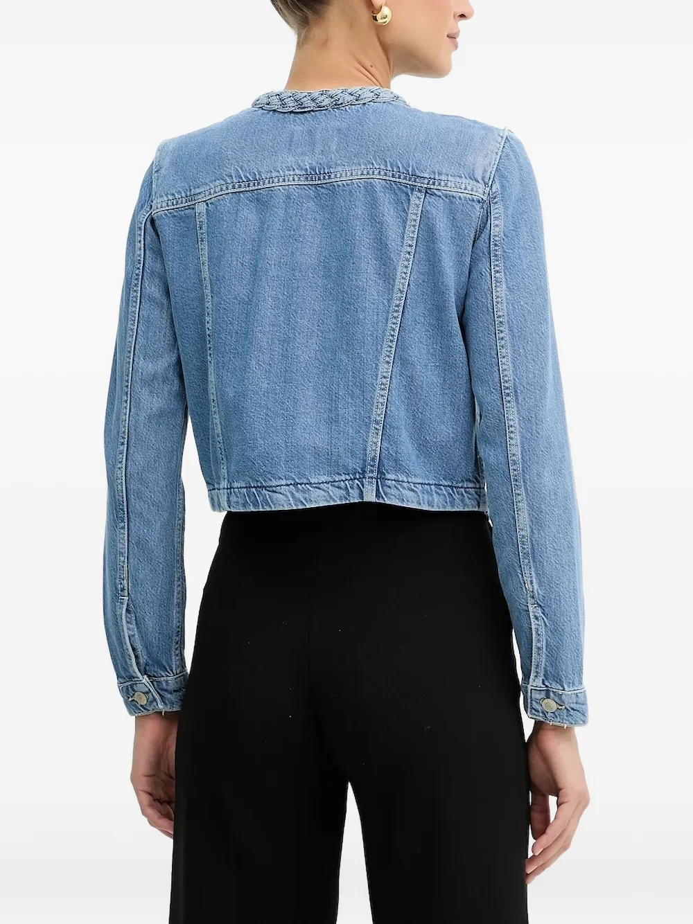 GUESS USA braided-detail denim jacket Blauw