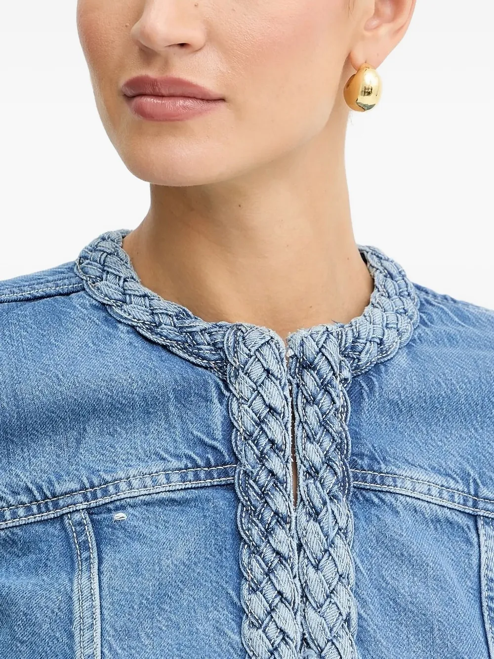 GUESS USA braided-detail denim jacket Blauw