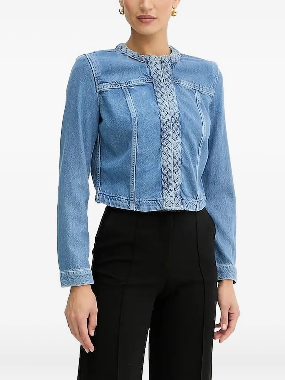 Guess Usa Braided-detail Denim Jacket In Blue
