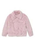 guess kids faux-fur denim jacket - Pink