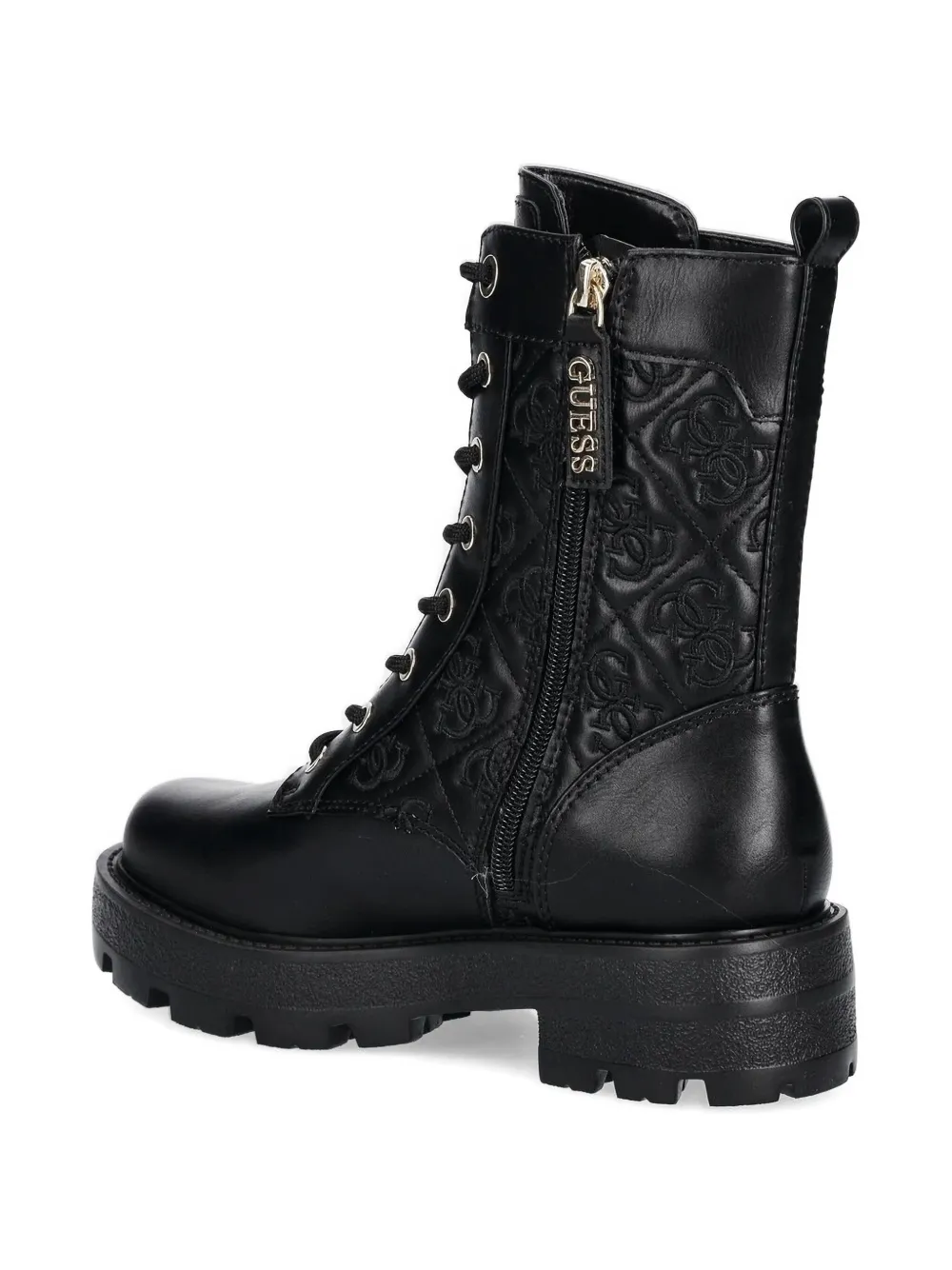 GUESS USA logo-quilted lace-up boots Black