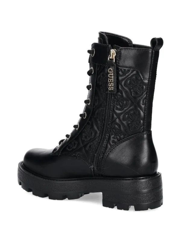 GUESS USA logo-quilted lace-up Boots Black FARFETCH PH