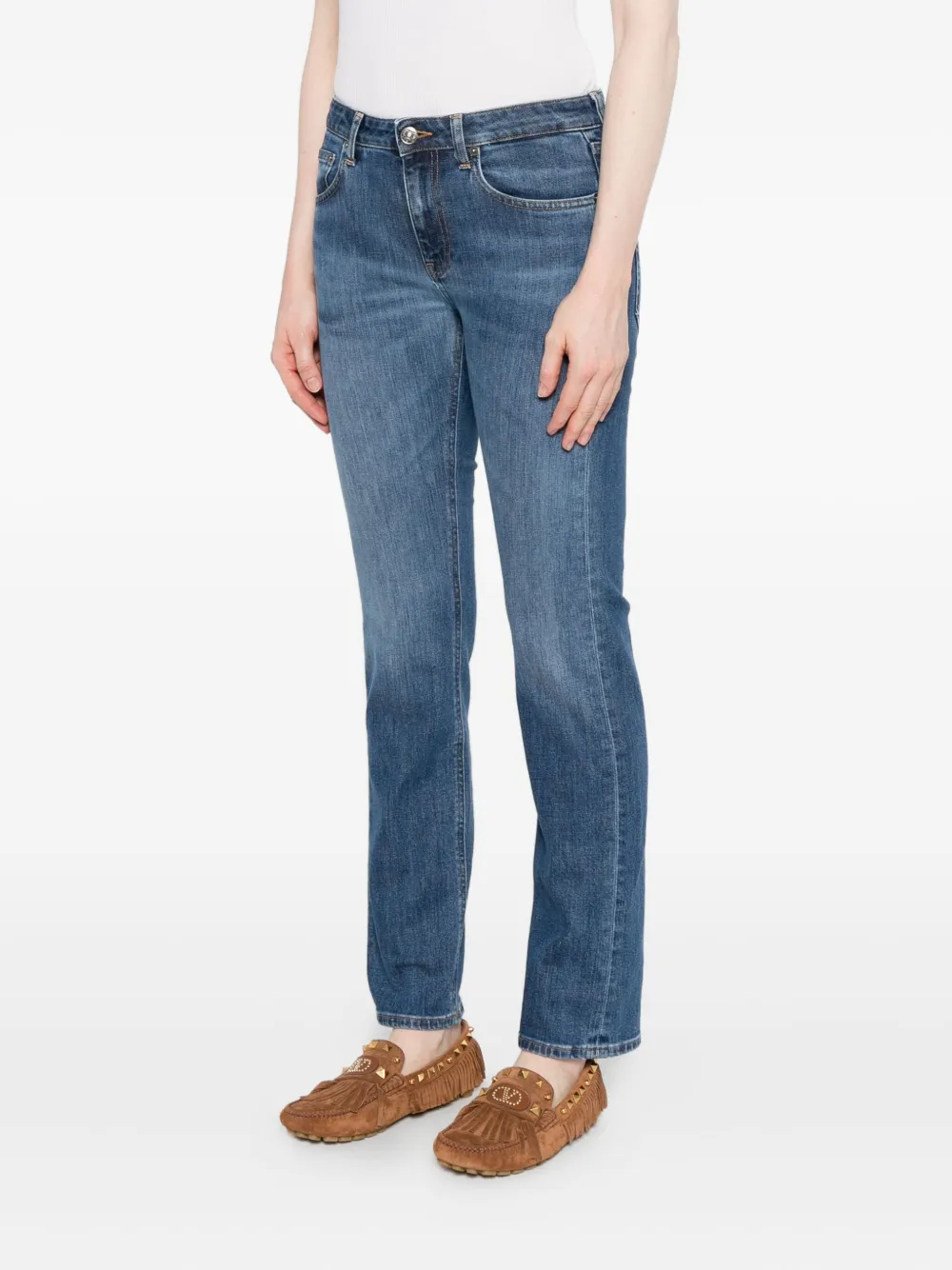 DONDUP Straight jeans met knoop Blauw