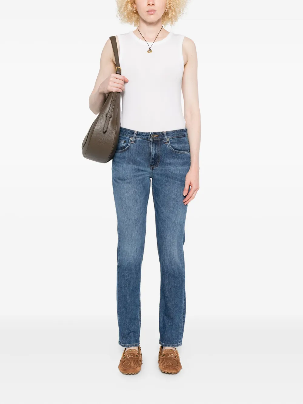 DONDUP Straight jeans met knoop Blauw