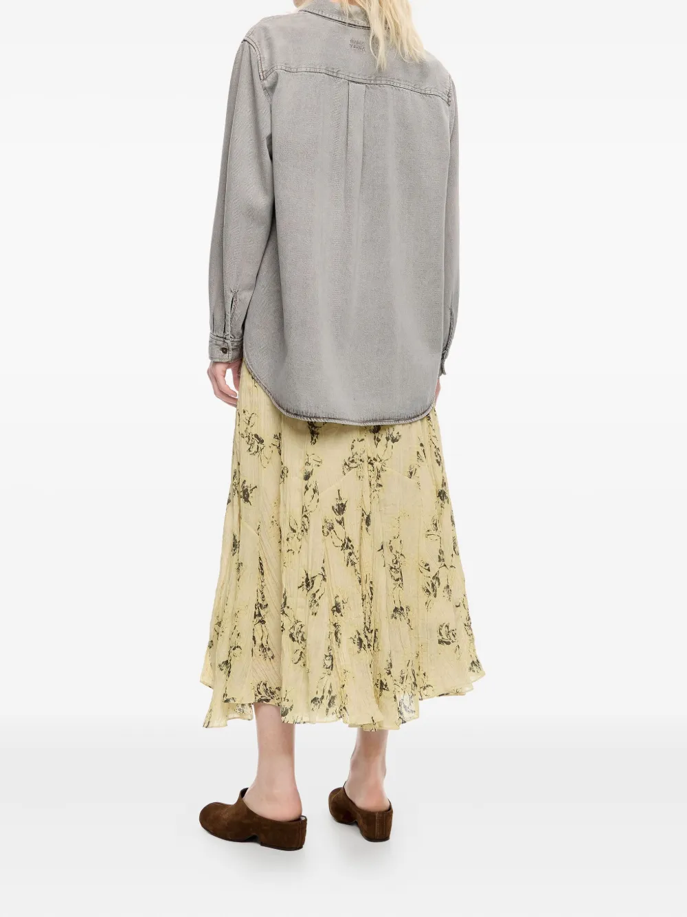 Bimba Y Lola Notebook Pleated Asymmetric Skirt In Yellow