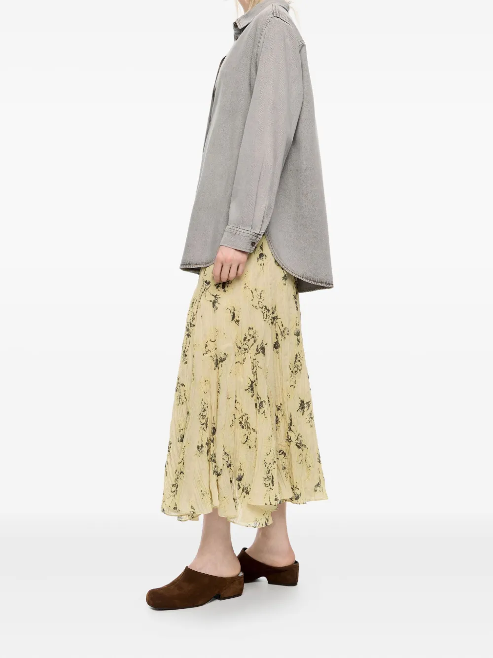 Bimba Y Lola Notebook Pleated Asymmetric Skirt In Yellow