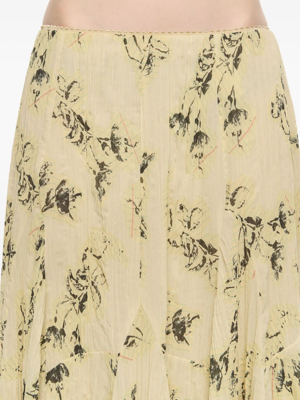 Bimba Y Lola Notebook Pleated Asymmetric Skirt In Yellow