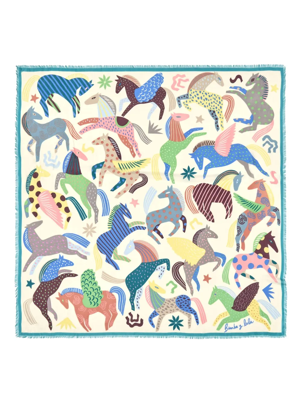 Bimba Y Lola Horse-print Scarf In Neutral