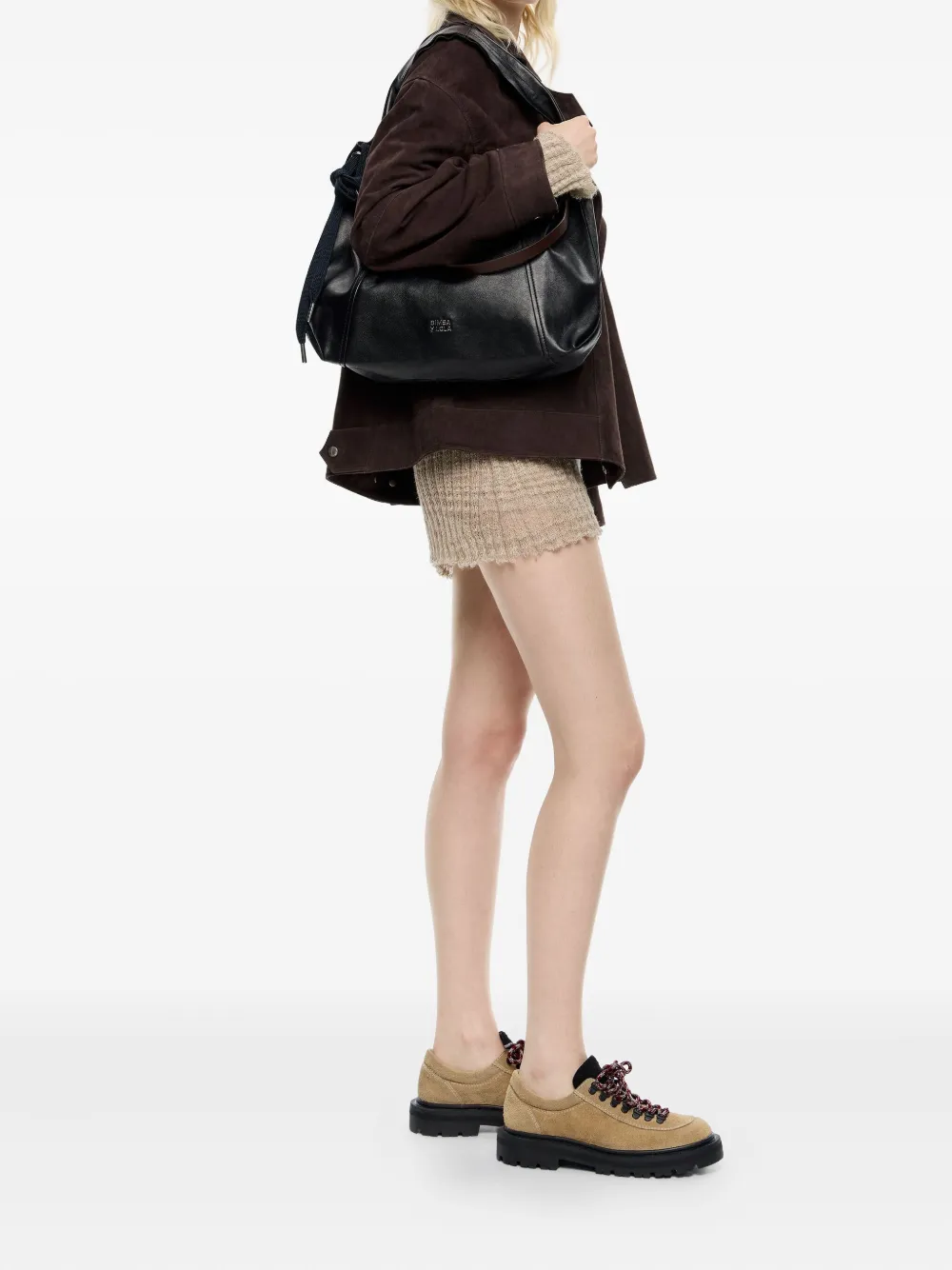 Bimba y Lola Grote Paper leren shopper Zwart