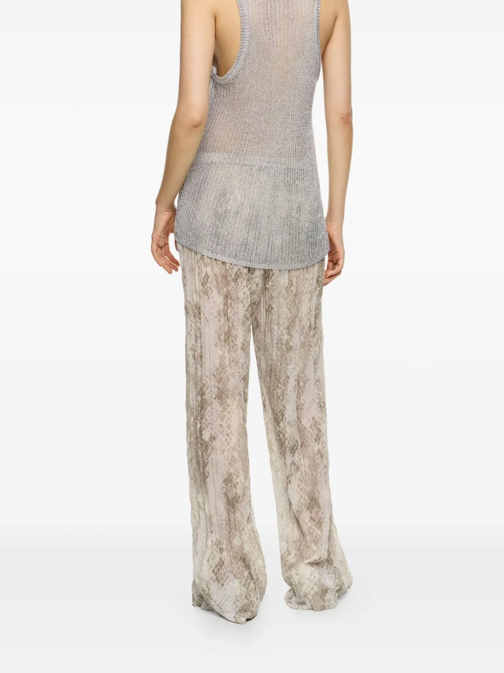 Bimba Y Lola Pleated Snake-print Palazzo Pants In Neutral