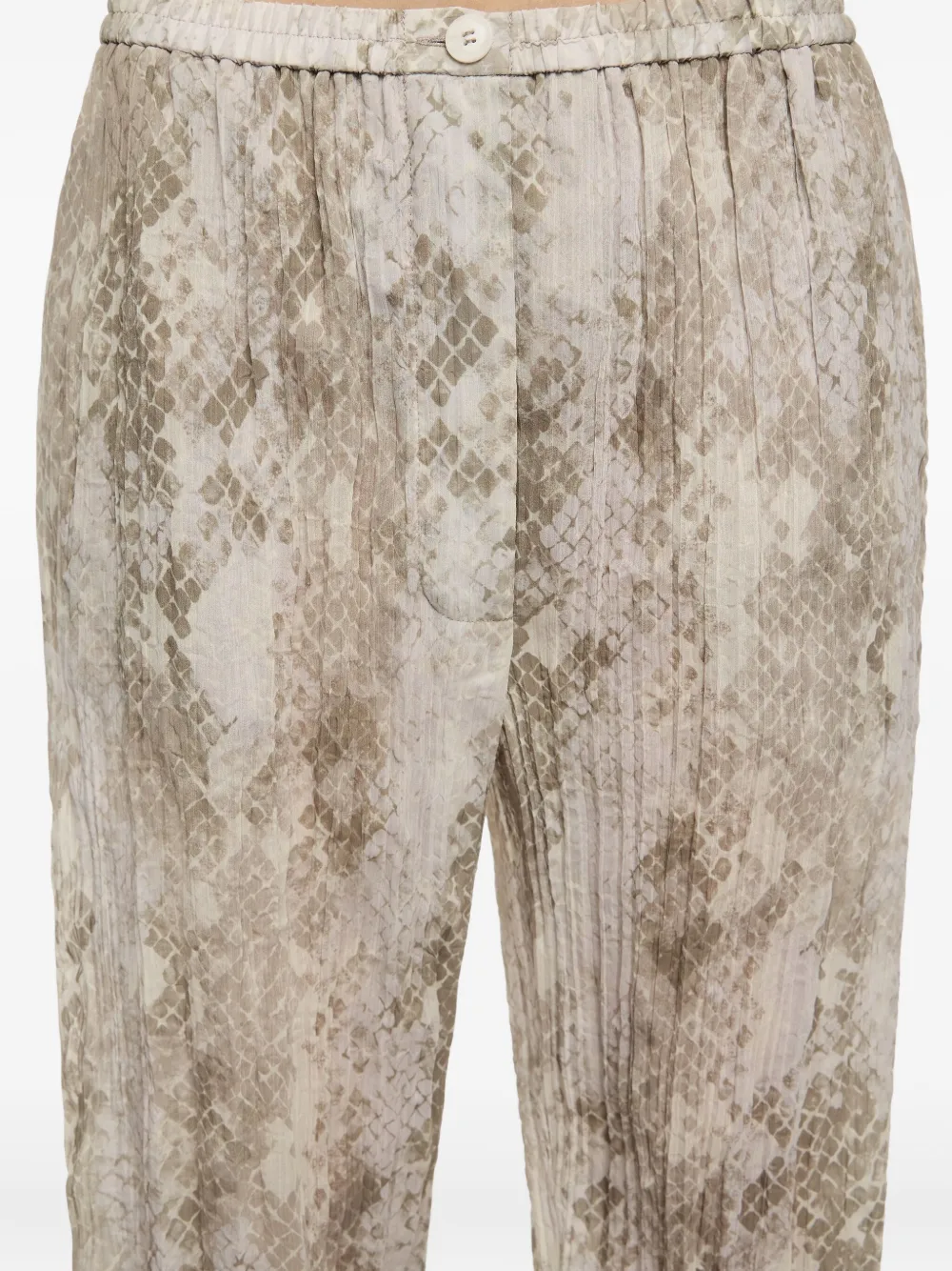 Bimba Y Lola Pleated Snake-print Palazzo Pants In Neutral