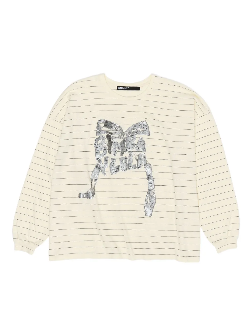 Bimba y Lola logo-print striped T-shirt | Neutrals | Image 1