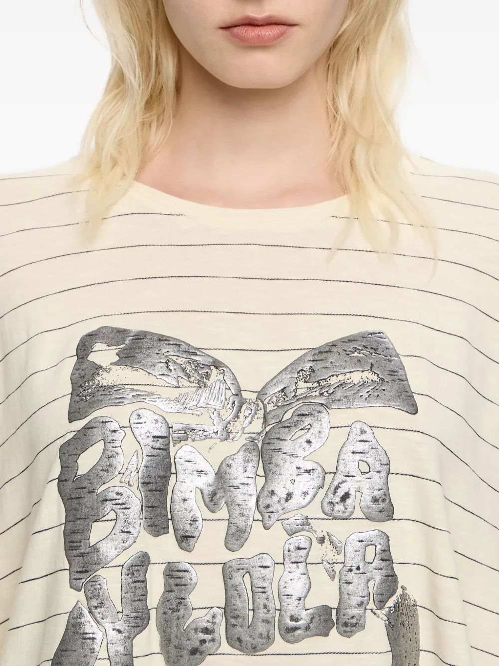 Bimba y Lola Gestreept T-shirt Beige