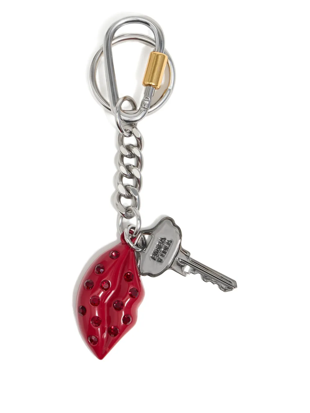Bimba Y Lola Crystal-embellishment Lip-pendant Keyring In Metallic