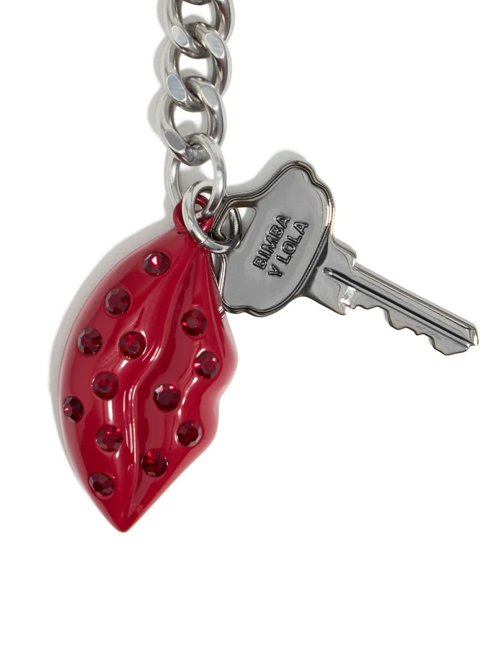 Bimba Y Lola Crystal-embellishment Lip-pendant Keyring In Metallic