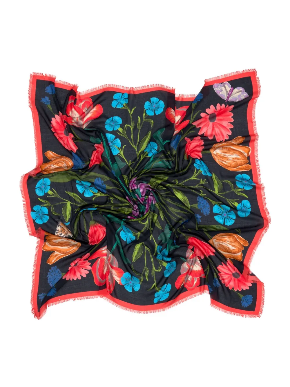 Bimba y Lola Sjaal met bloemenprint - Zwart