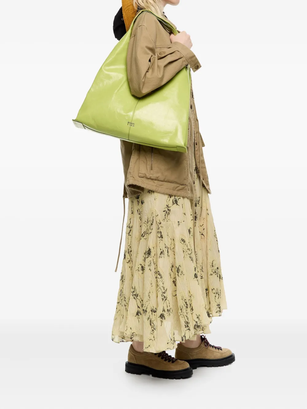 Bimba Y Lola Maxi Bikini Paper Shoulder Bag In Green