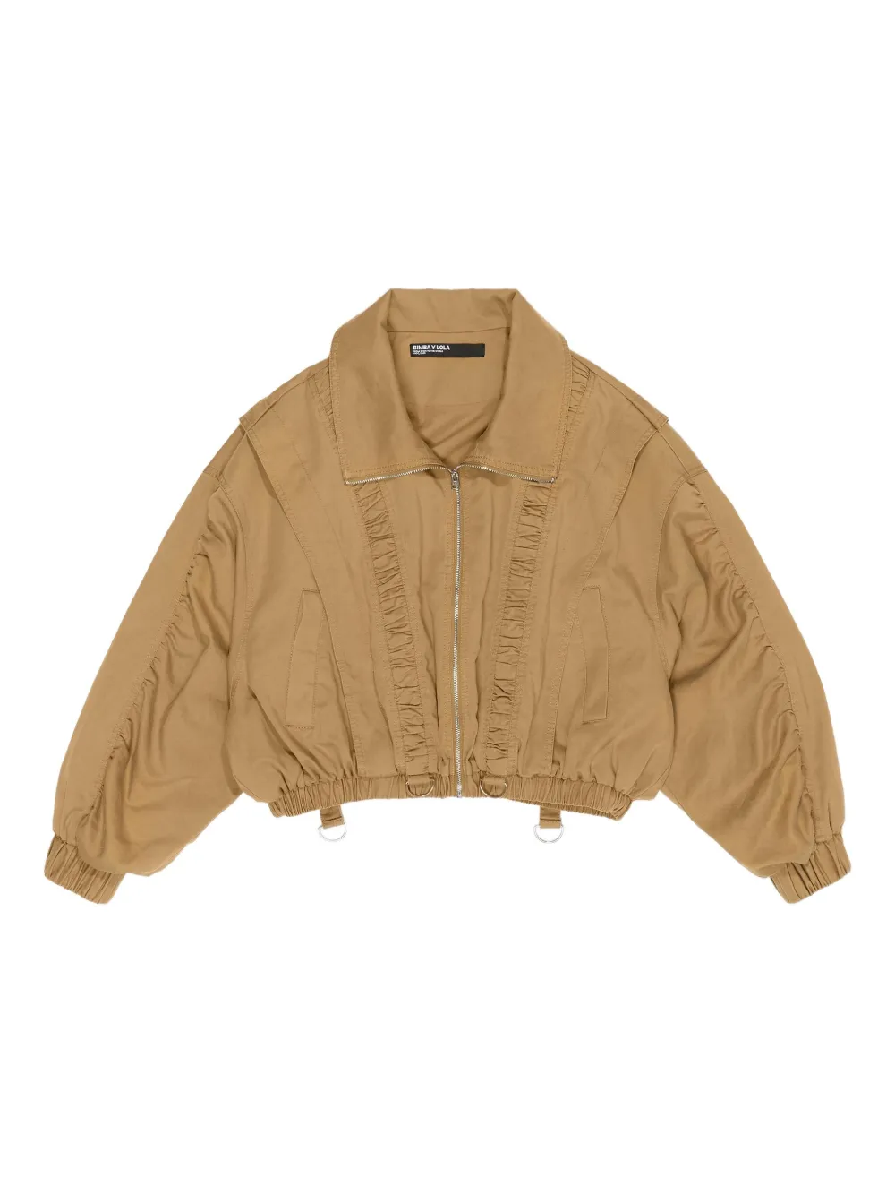 Bimba Y Lola Ruched Zip-front Jacket In Brown