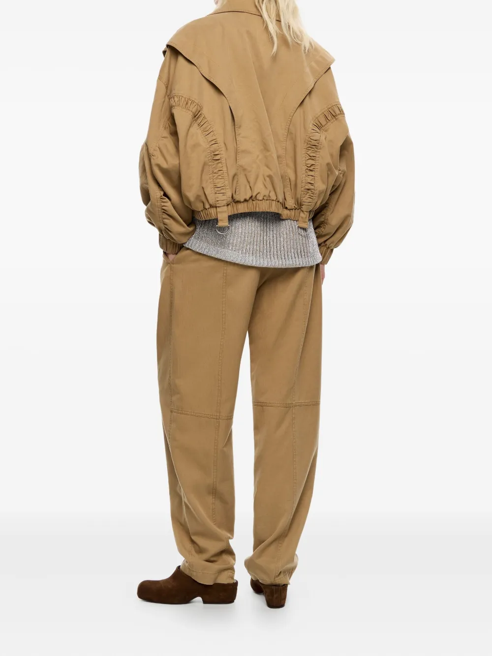 Bimba Y Lola Ruched Zip-front Jacket In Brown