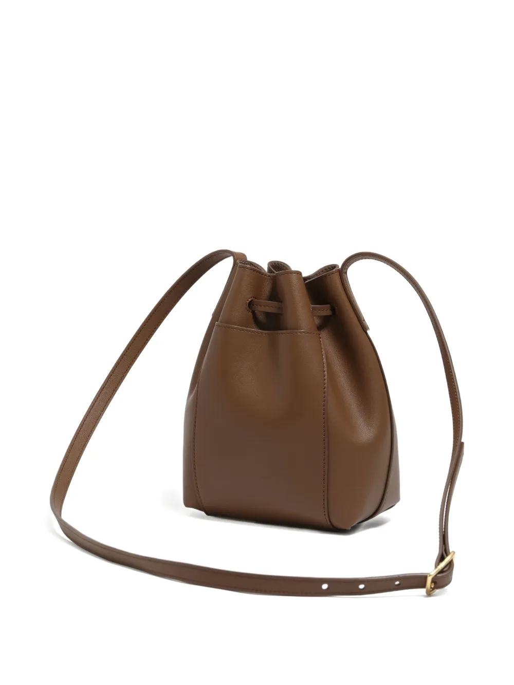 Bimba Y Lola Leather Drawstring Bucket Bag In Brown