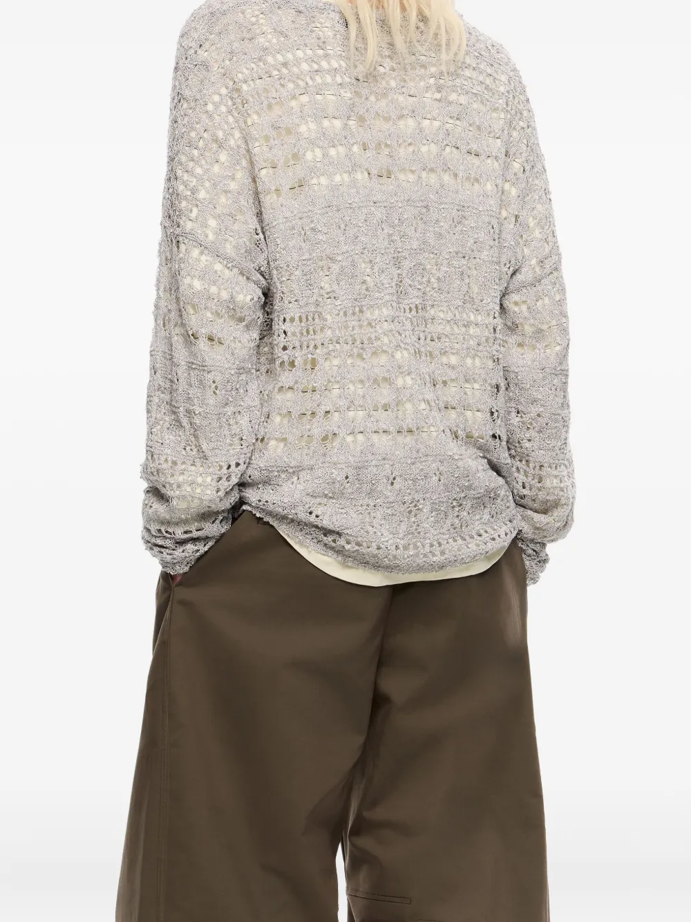 Bimba Y Lola Pointelle-knit Top In Gray