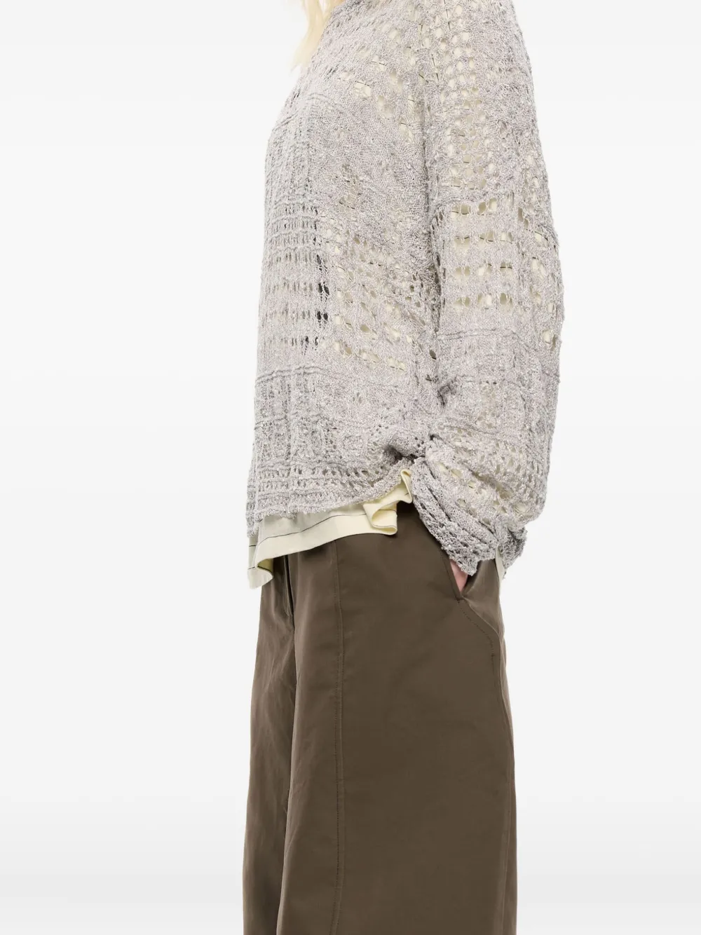 Bimba Y Lola Pointelle-knit Top In Gray