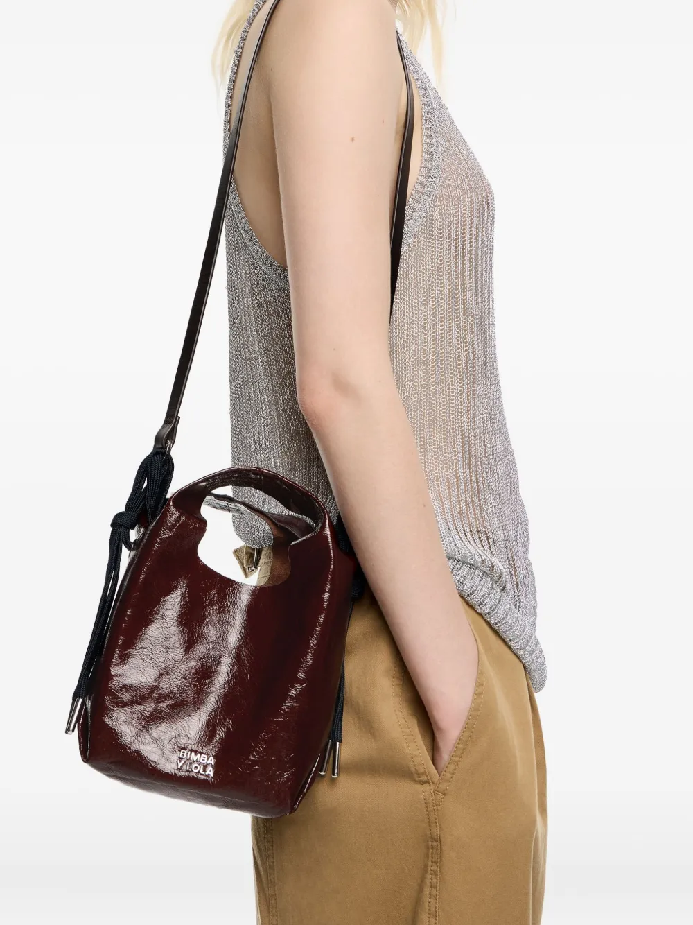 Bimba Y Lola Mini Paper Tote Bag In Brown