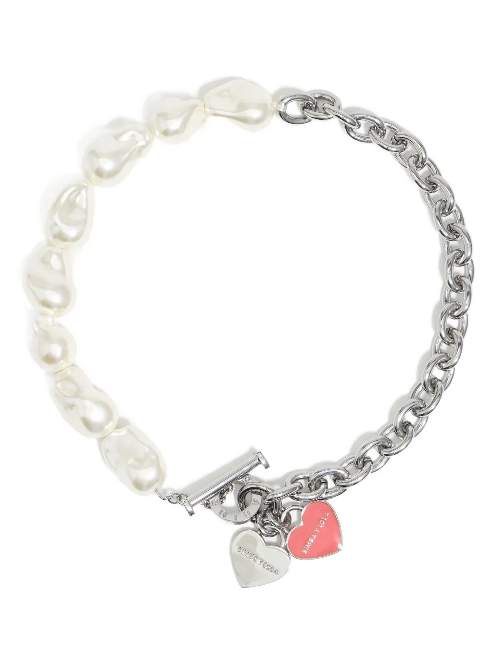 Bimba y Lola heart-logo pearl necklace | Silver | Image 1