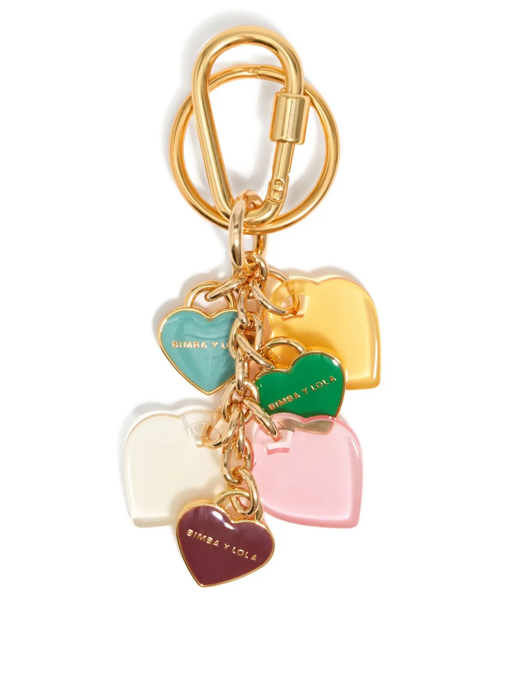 Bimba Y Lola Hearts-pendant Keyring In Gold