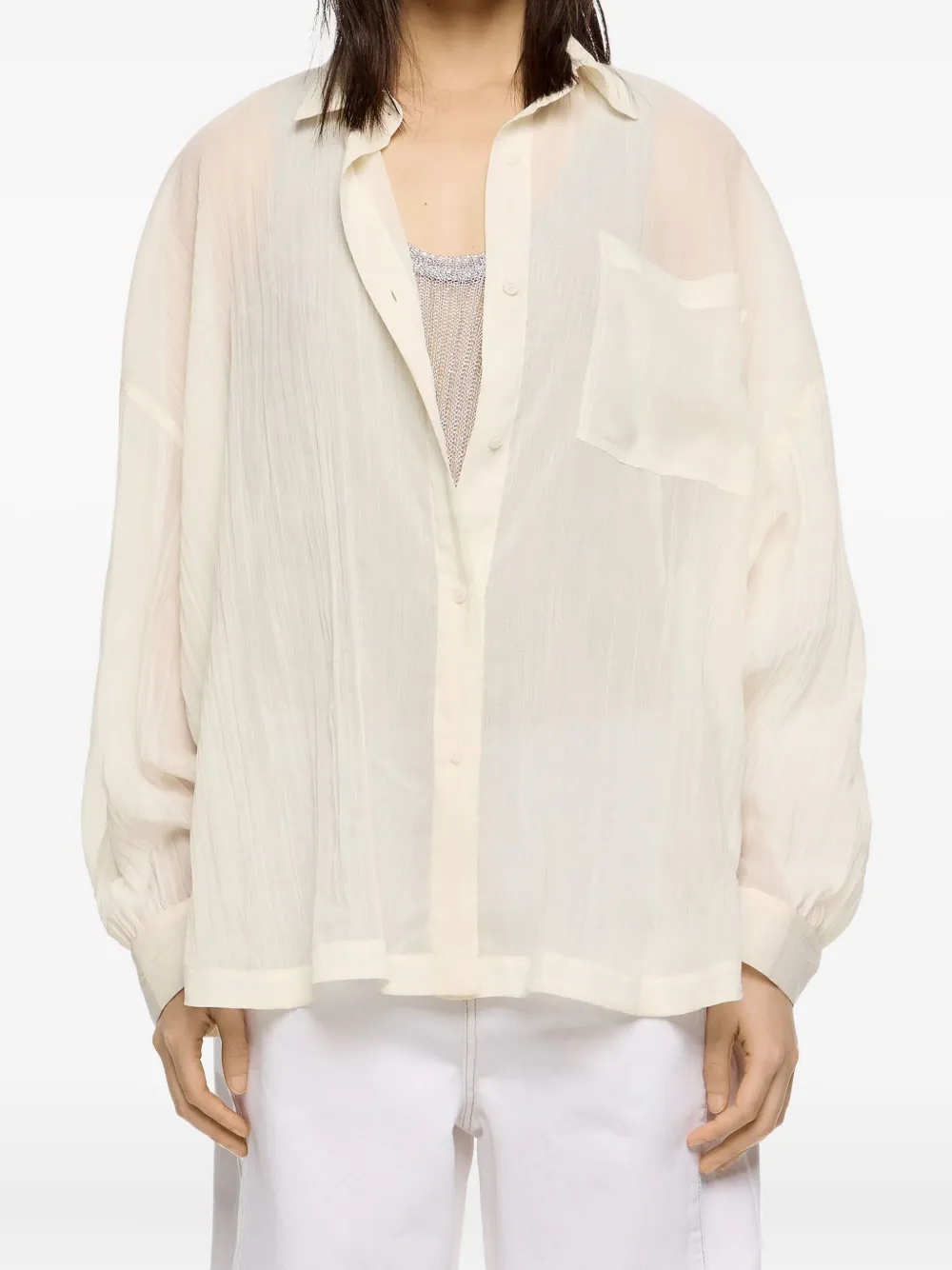 Bimba y Lola blouse met geplooide zak Geel