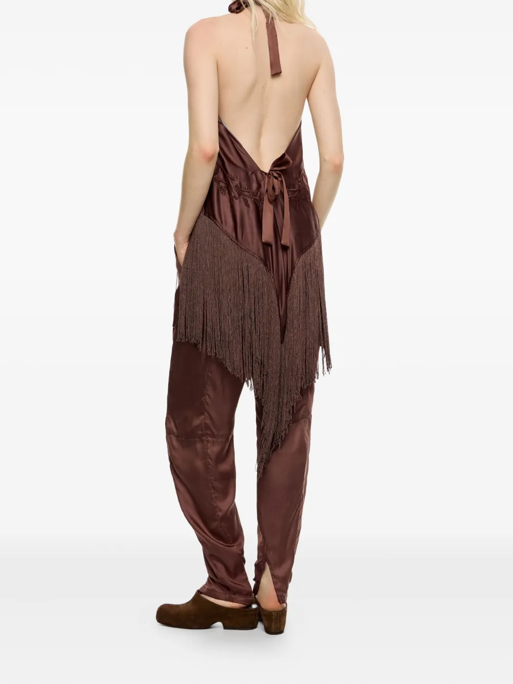 Bimba Y Lola Ankle-zip Trousers In Brown