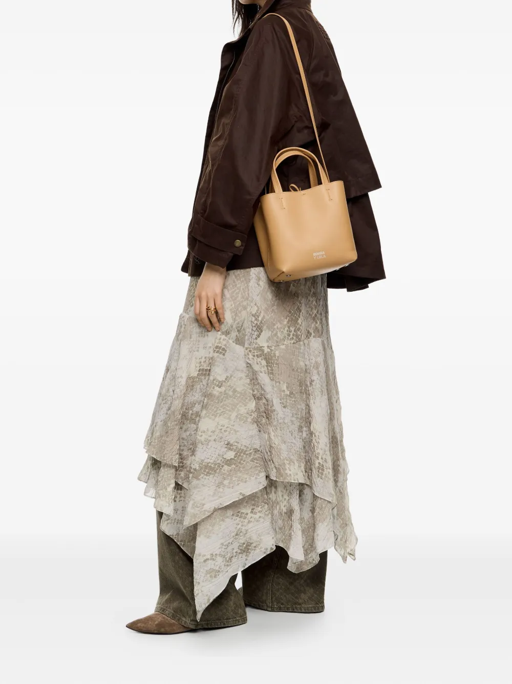 Bimba y Lola Chihuahua kleine leren shopper - Beige