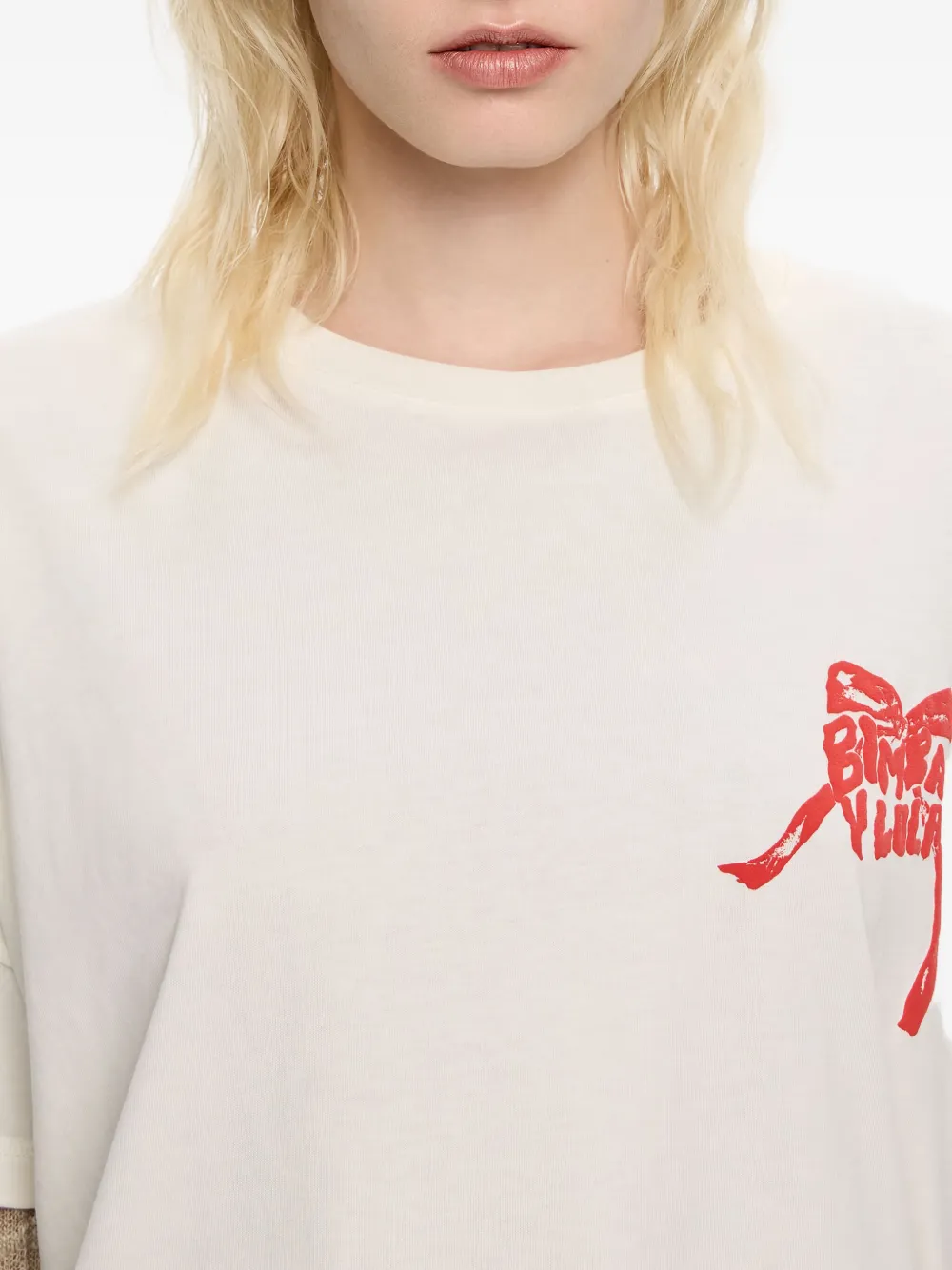 Bimba y Lola T-shirt met strikprint en logo Wit