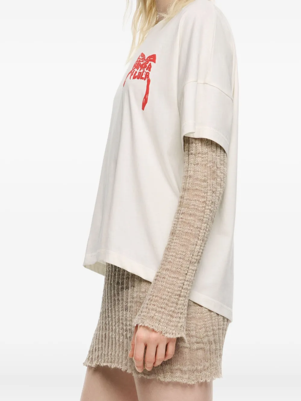 Bimba y Lola T-shirt met strikprint en logo Wit