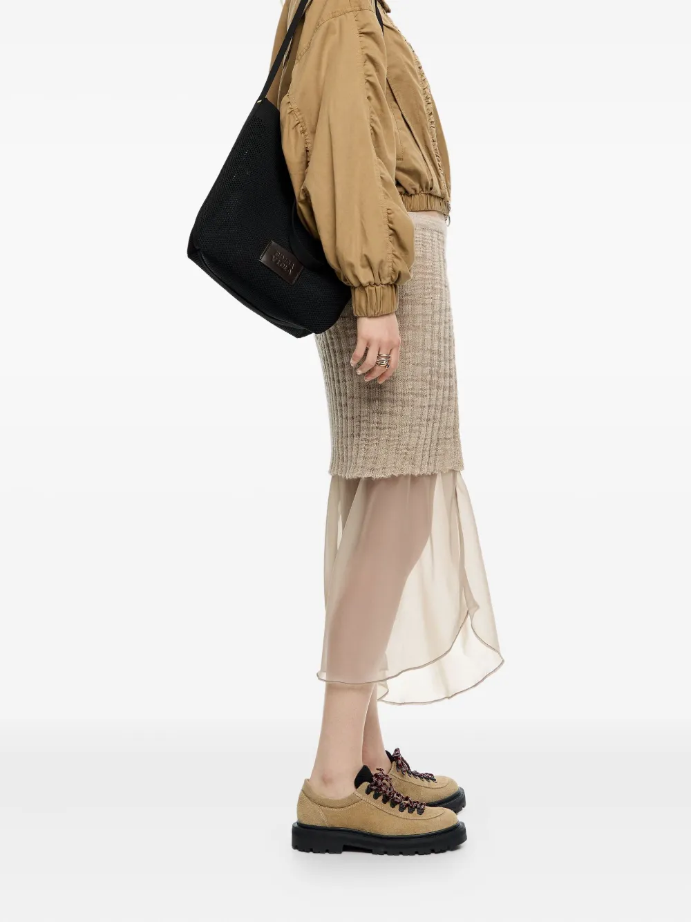 Bimba y Lola Flyknit medium schoudertas - Zwart