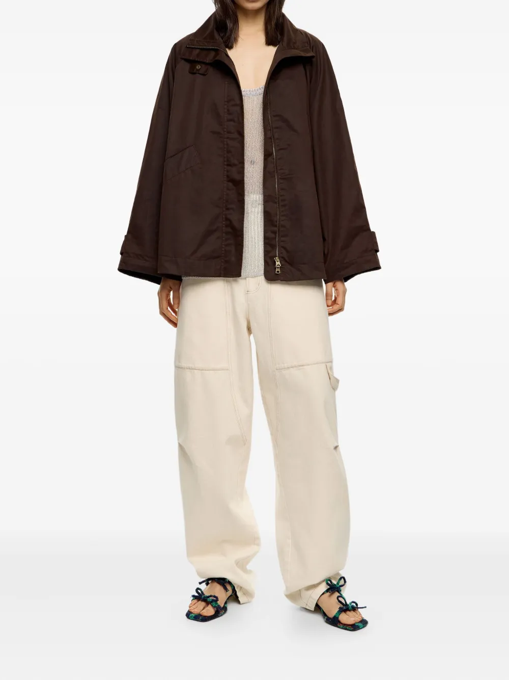 Bimba Y Lola Zip-front Jacket In Brown