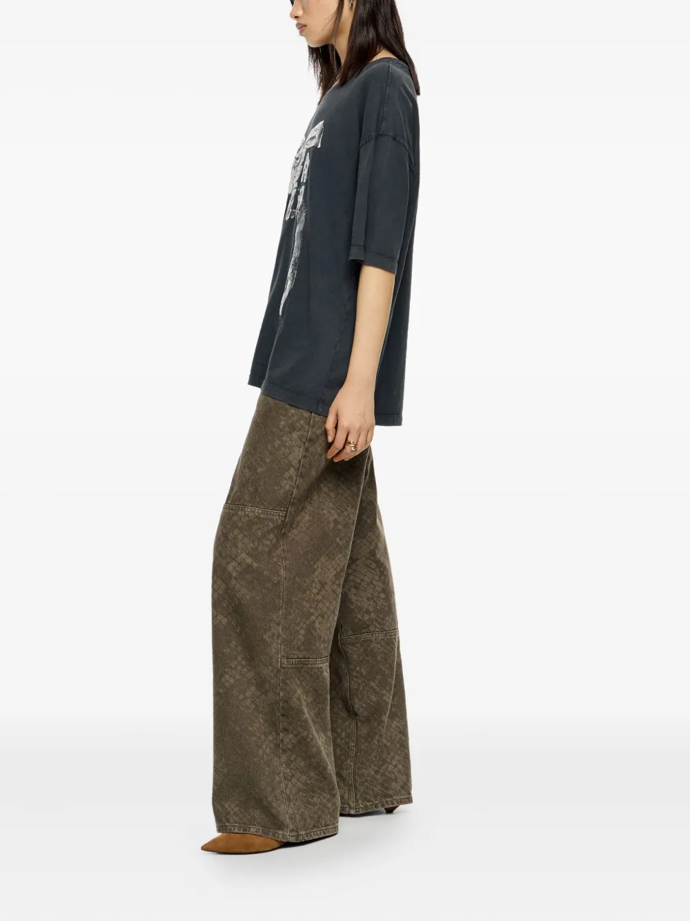 Bimba y Lola Jeans met slangenleer-effect Bruin