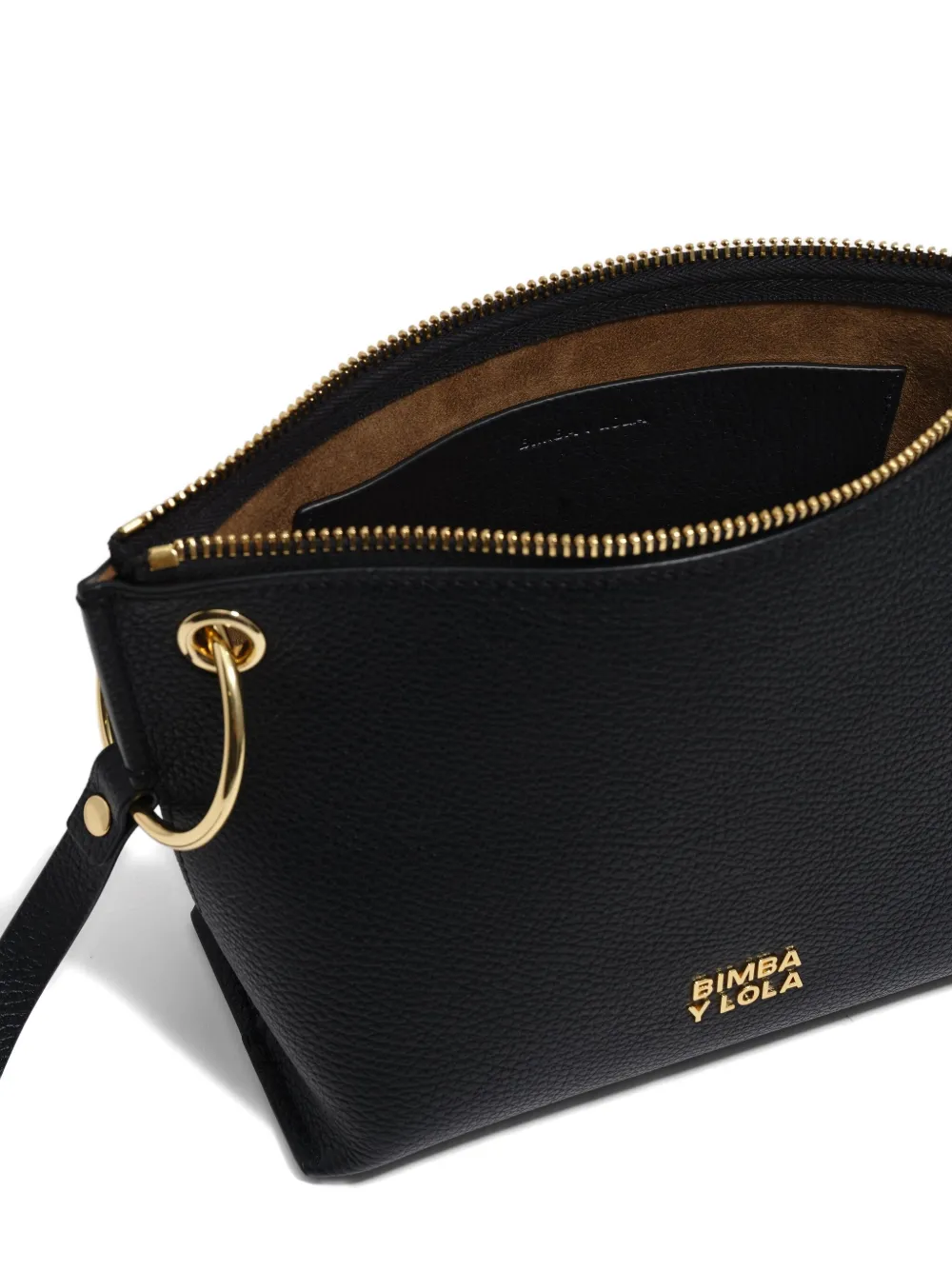 Bimba Y Lola Medium Trapezium Leather Crossbody Bag In Black
