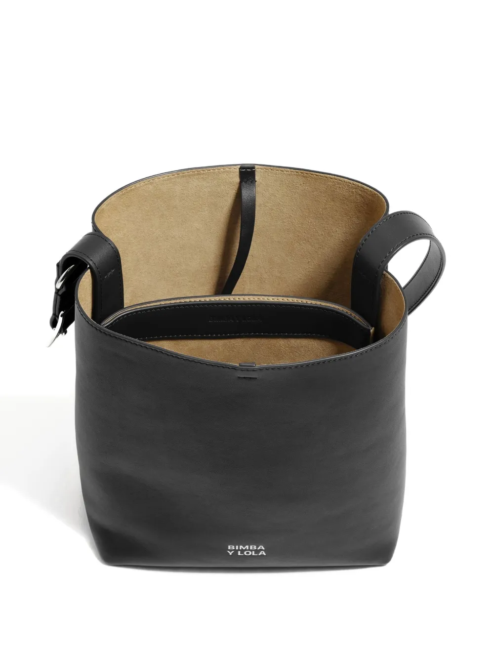 Bimba Y Lola Medium Carlino Leather Shoulder Bag In Black