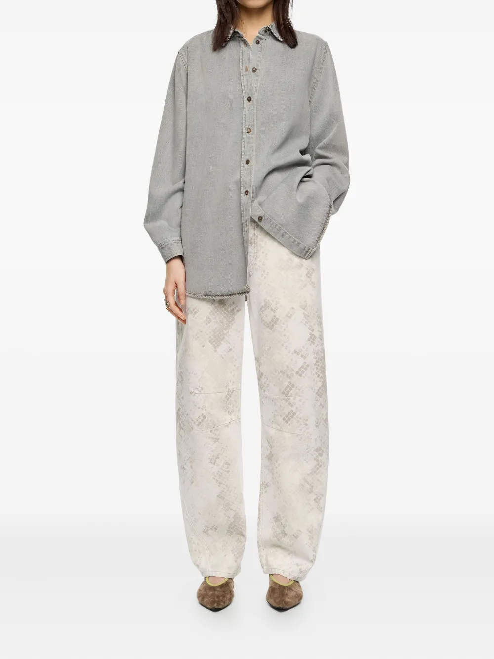 Bimba y Lola Jeans met slangenprint - Beige