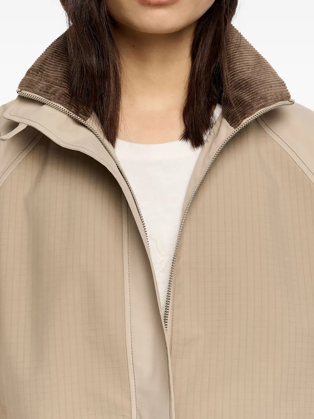 Bimba y Lola Jack met ribfluwelen kraag Beige