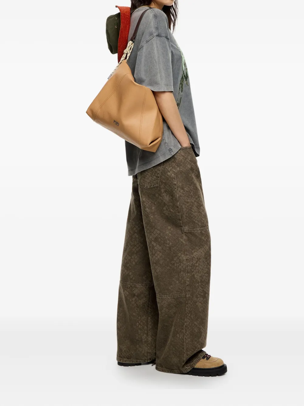 Bimba y Lola Medium Paper leren shopper - Geel