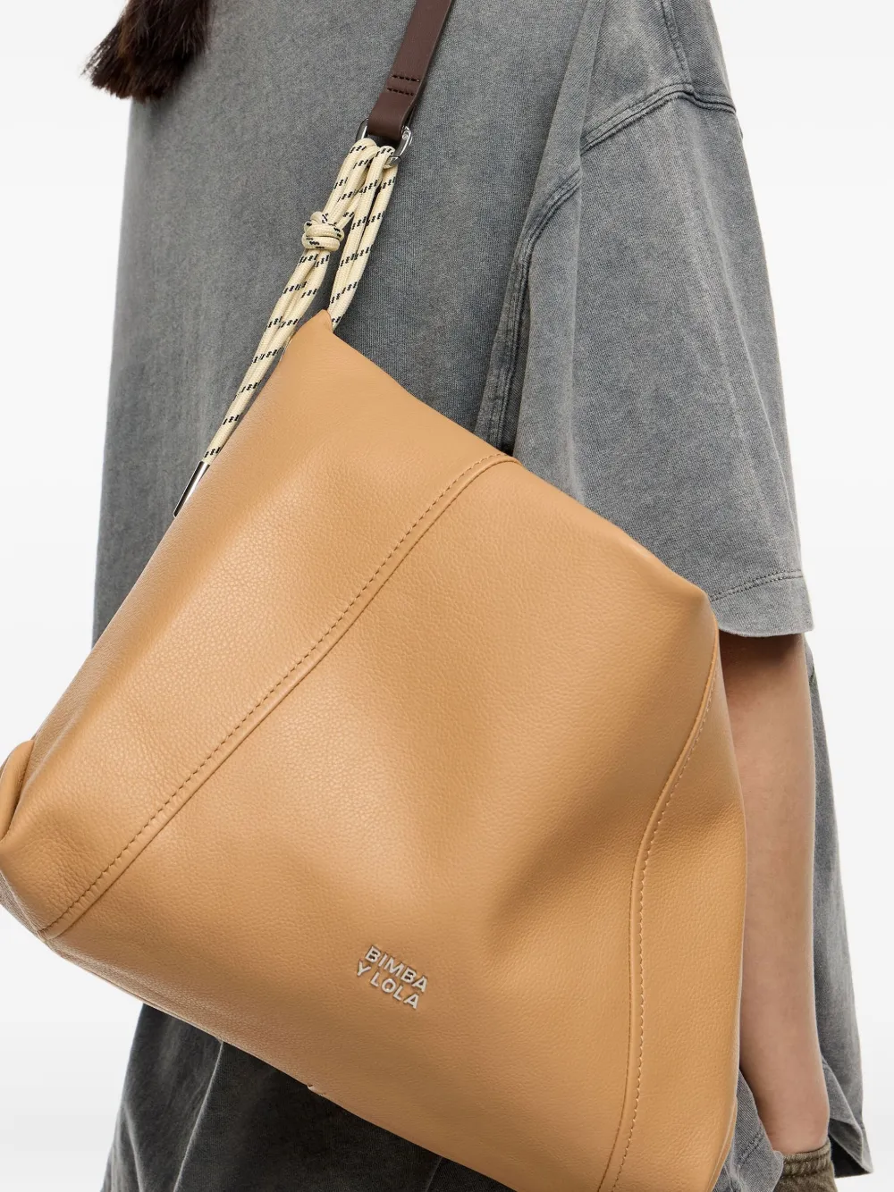 Bimba Y Lola Medium Paper Leather Tote Bag In Yellow