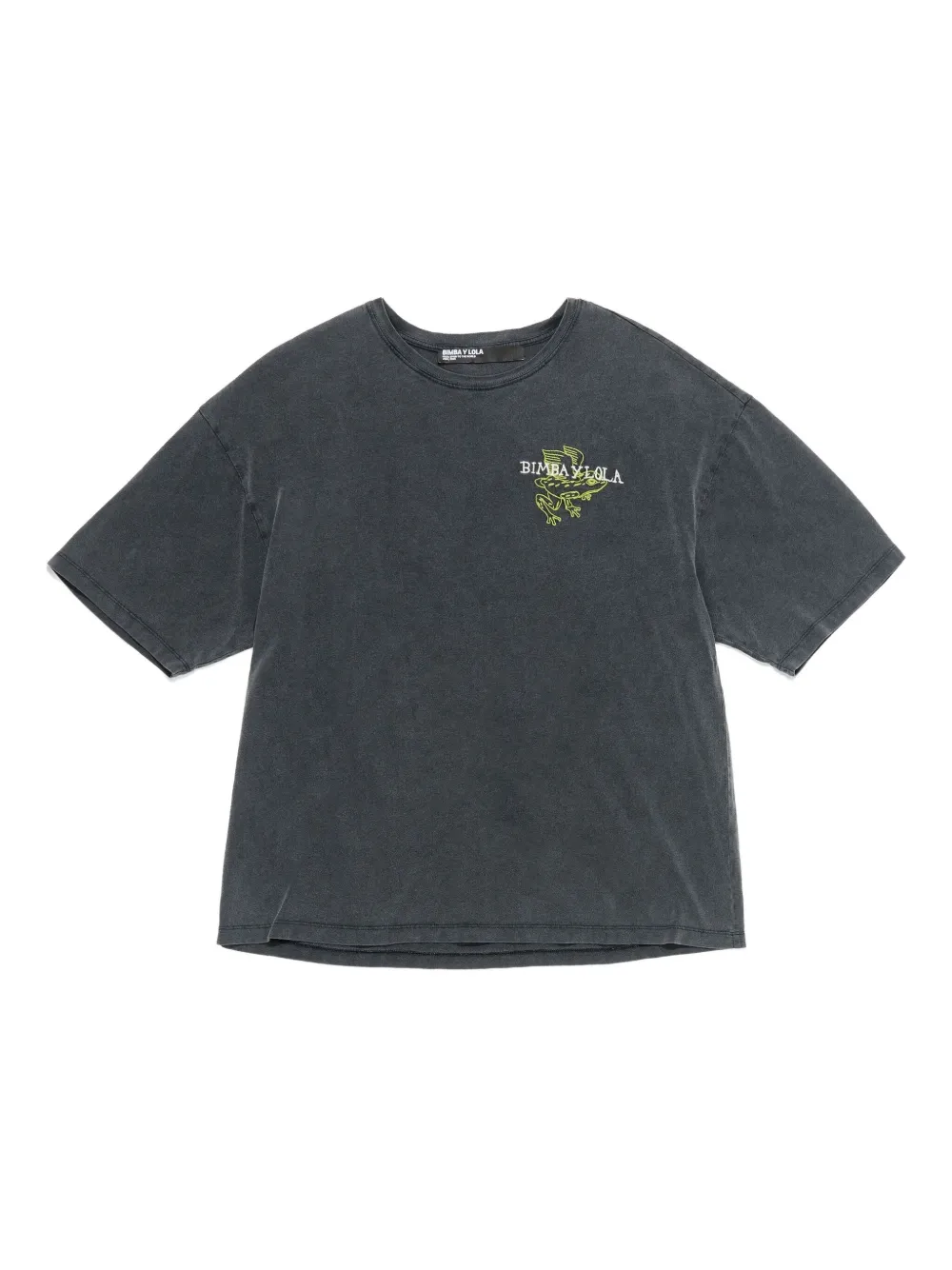 Bimba y Lola frog-embroidered cotton T-shirt | Black | Image 1