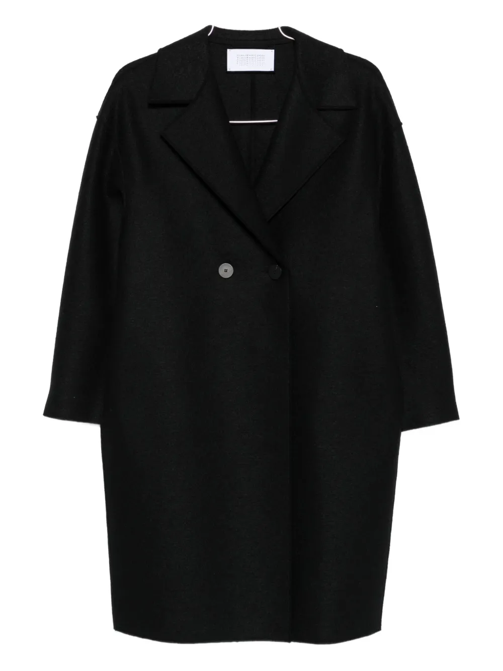 Harris Wharf London Black Double-breasted Coat With Dropped Shoulders In Wool Woman In Black