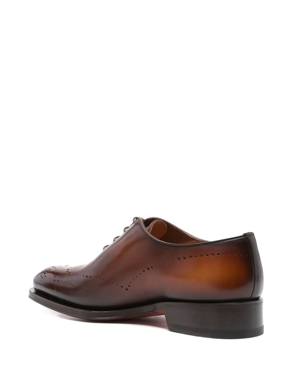 Santoni perforated leather Oxford shoes Brown