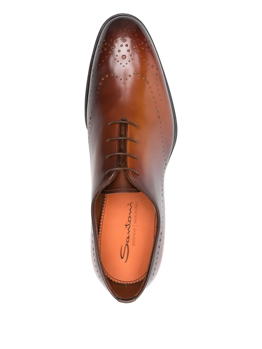 Santoni perforated leather Oxford shoes Brown