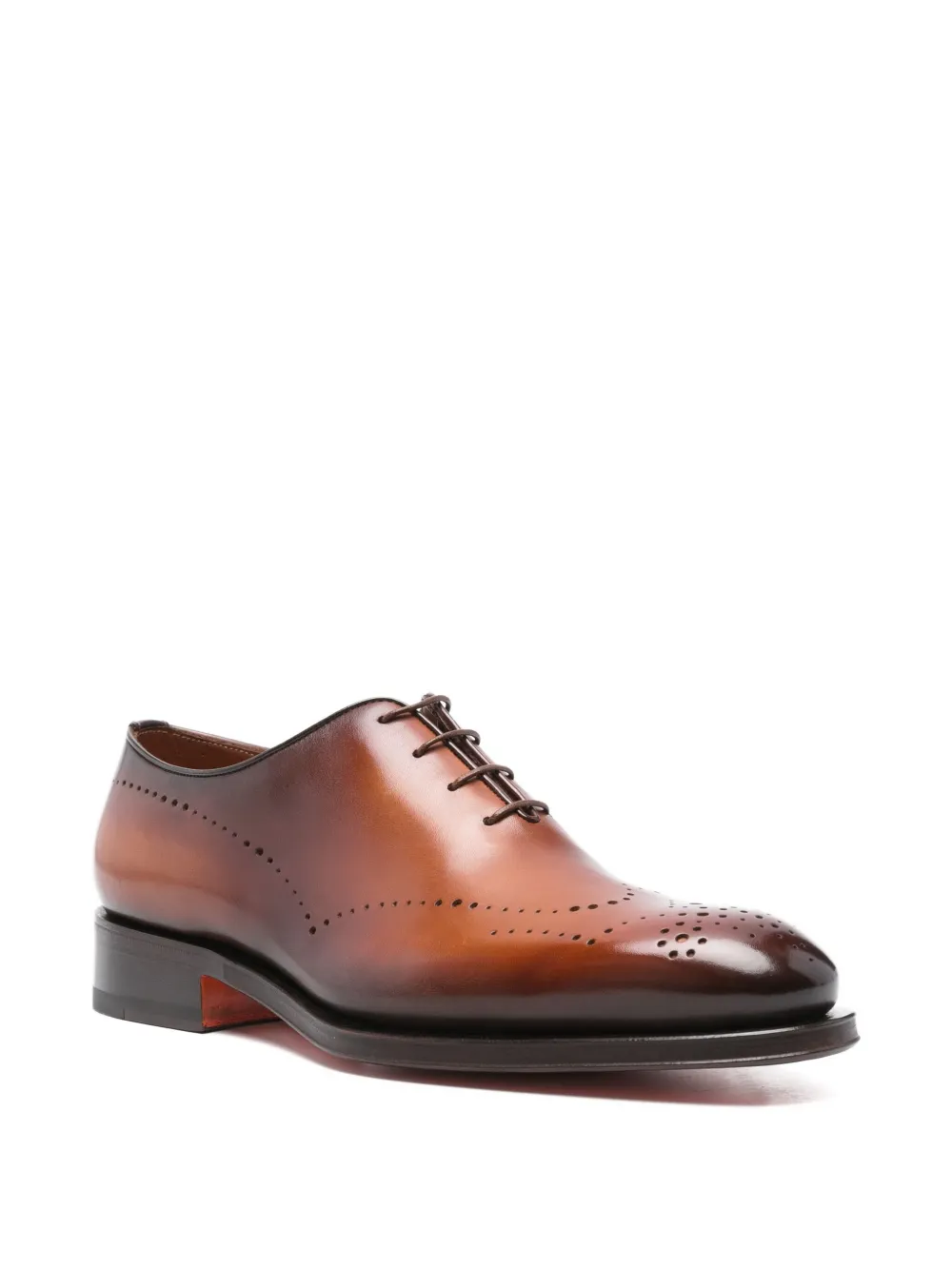 Santoni perforated leather Oxford shoes Brown