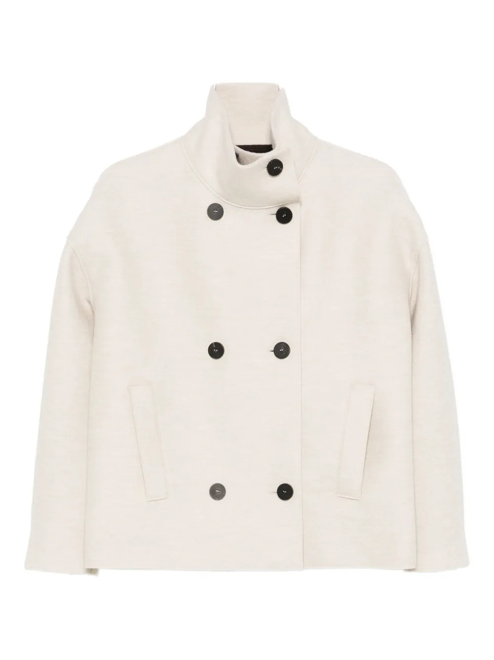 Harris Wharf London Beige Short Coat With High Neck And Dropped Shoulders In Neutral